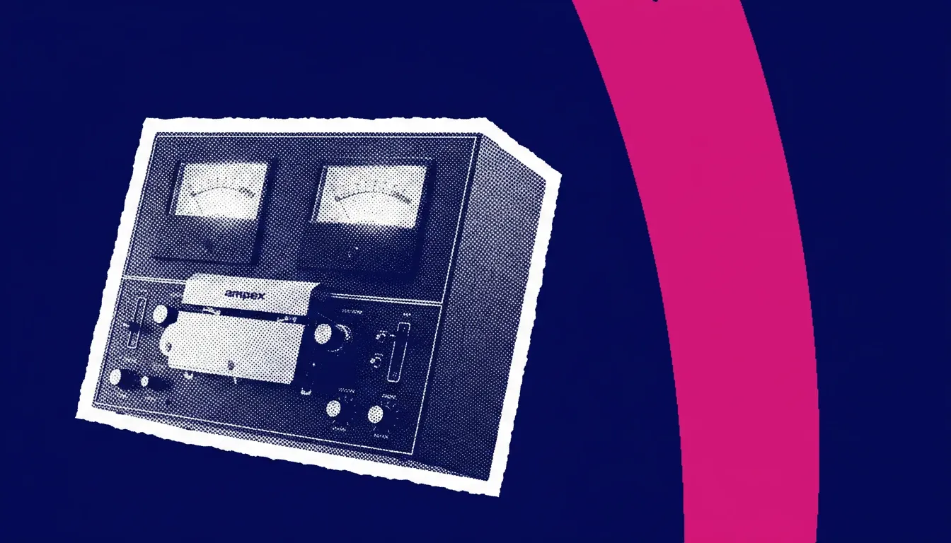 A 1950s product photograph of tape deck, isolated on a pure white backdrop.
